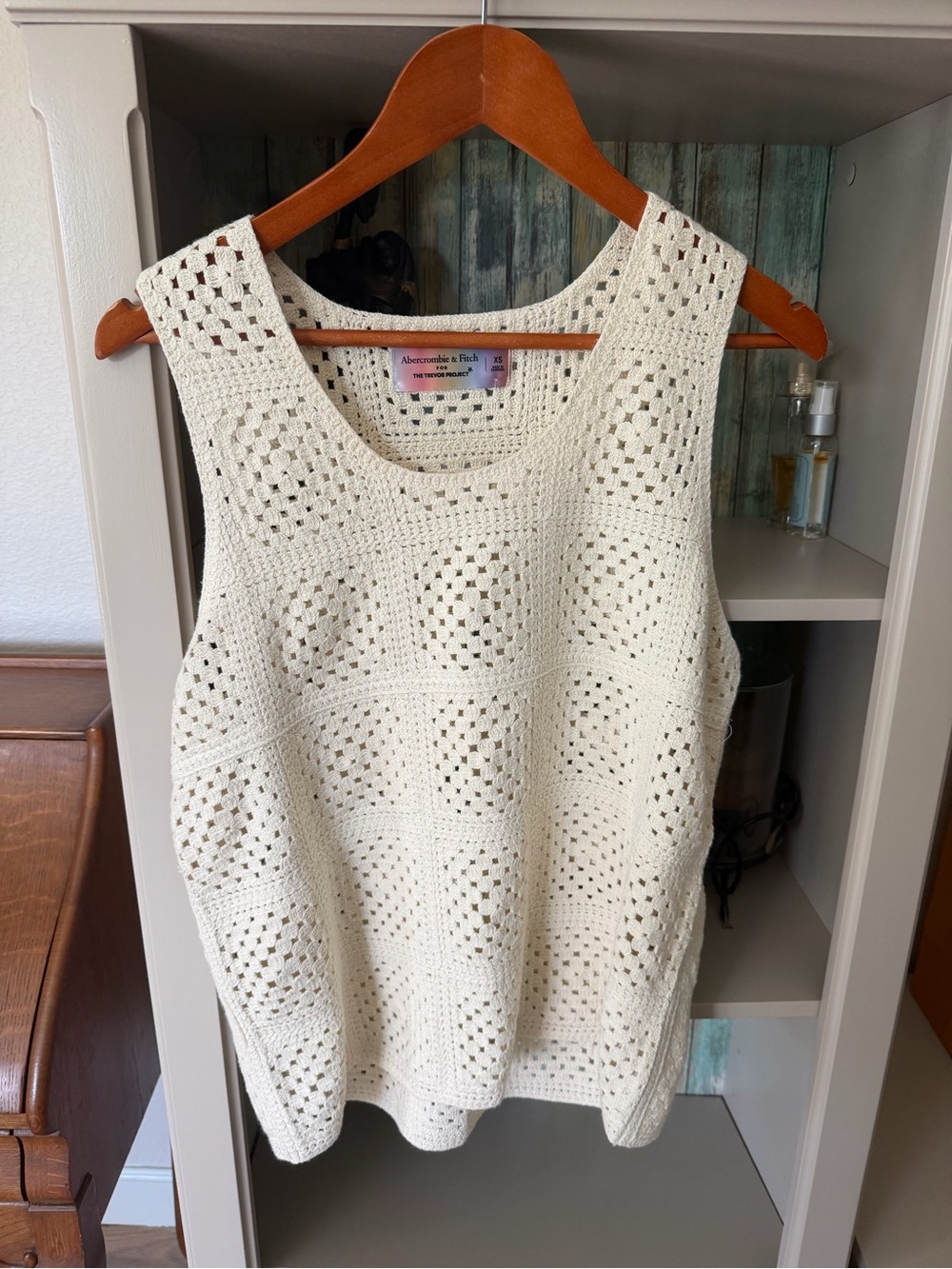 Abercrombie & Fitch Cream Crochet Sleeveless Top